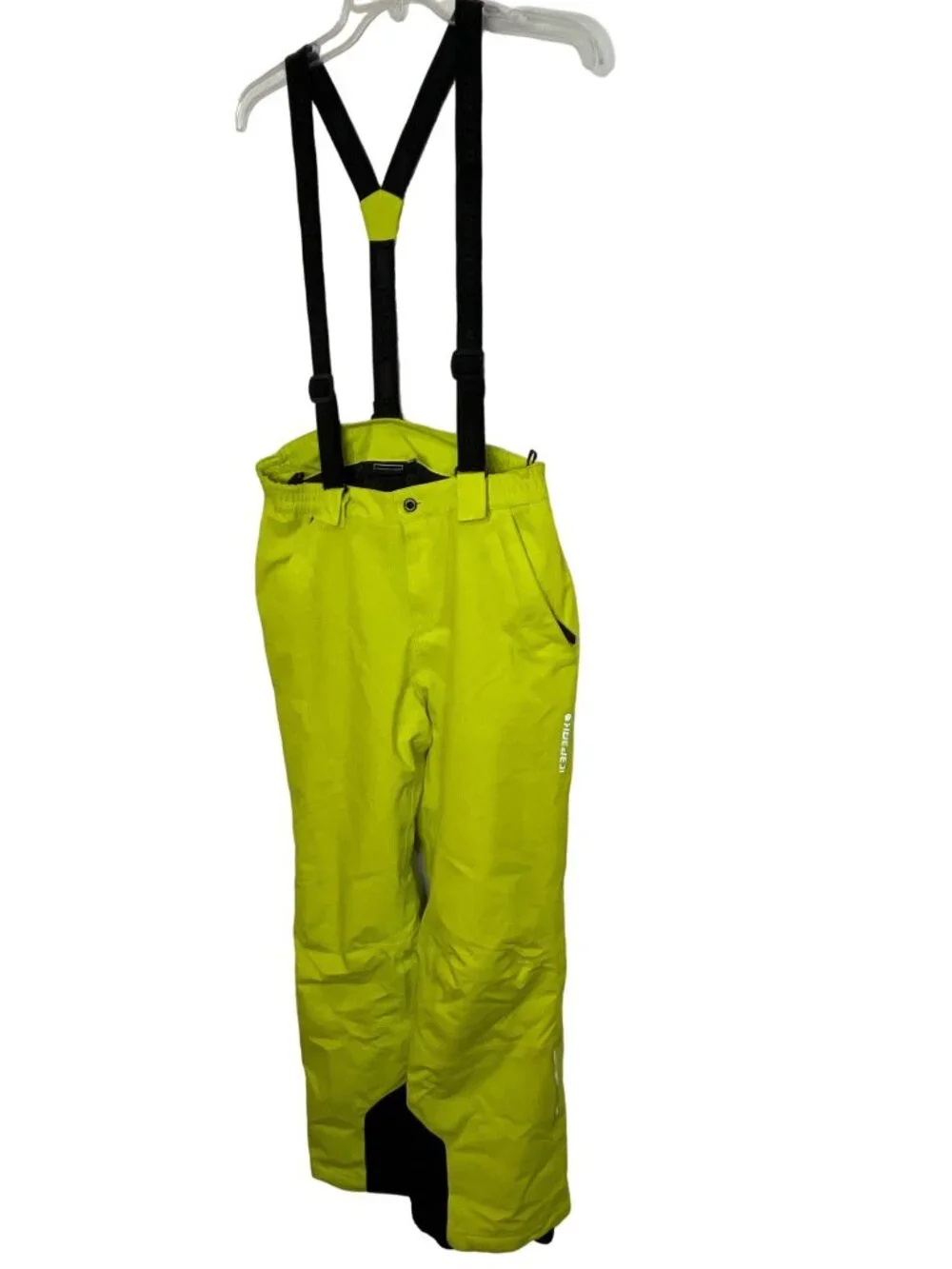 Icepeak Youth Ski Pants W/ Suspenders Neon Yellow Size 164 Waterproof & Insulate